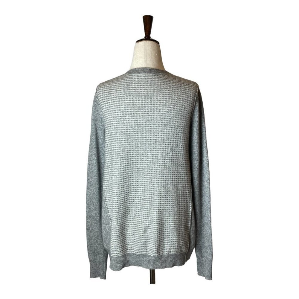 Rebecca Taylor Gray Cashmere Wool Blend Split V Neck Waffle Knit Sweater Size XS - Picture 2 of 9